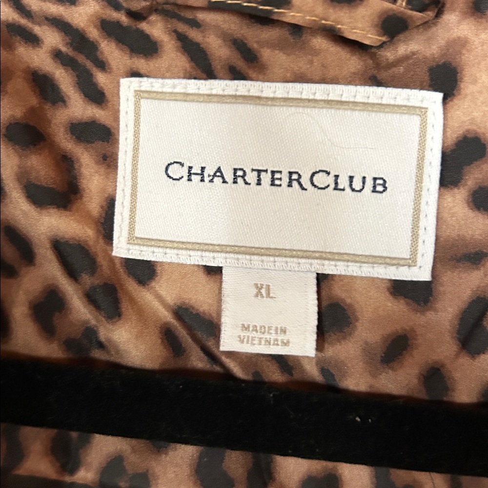 Charter Club Brown Leopard Print Teddy Jacket - Picture 3 of 5